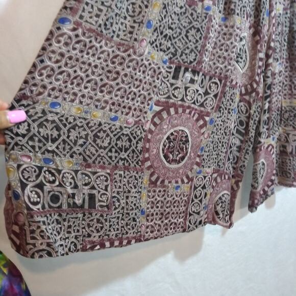 Crisca 80s Printed Georgette Palazzo High Waisted Wide Leg Boho Pants Size Small - Picture 5 of 10